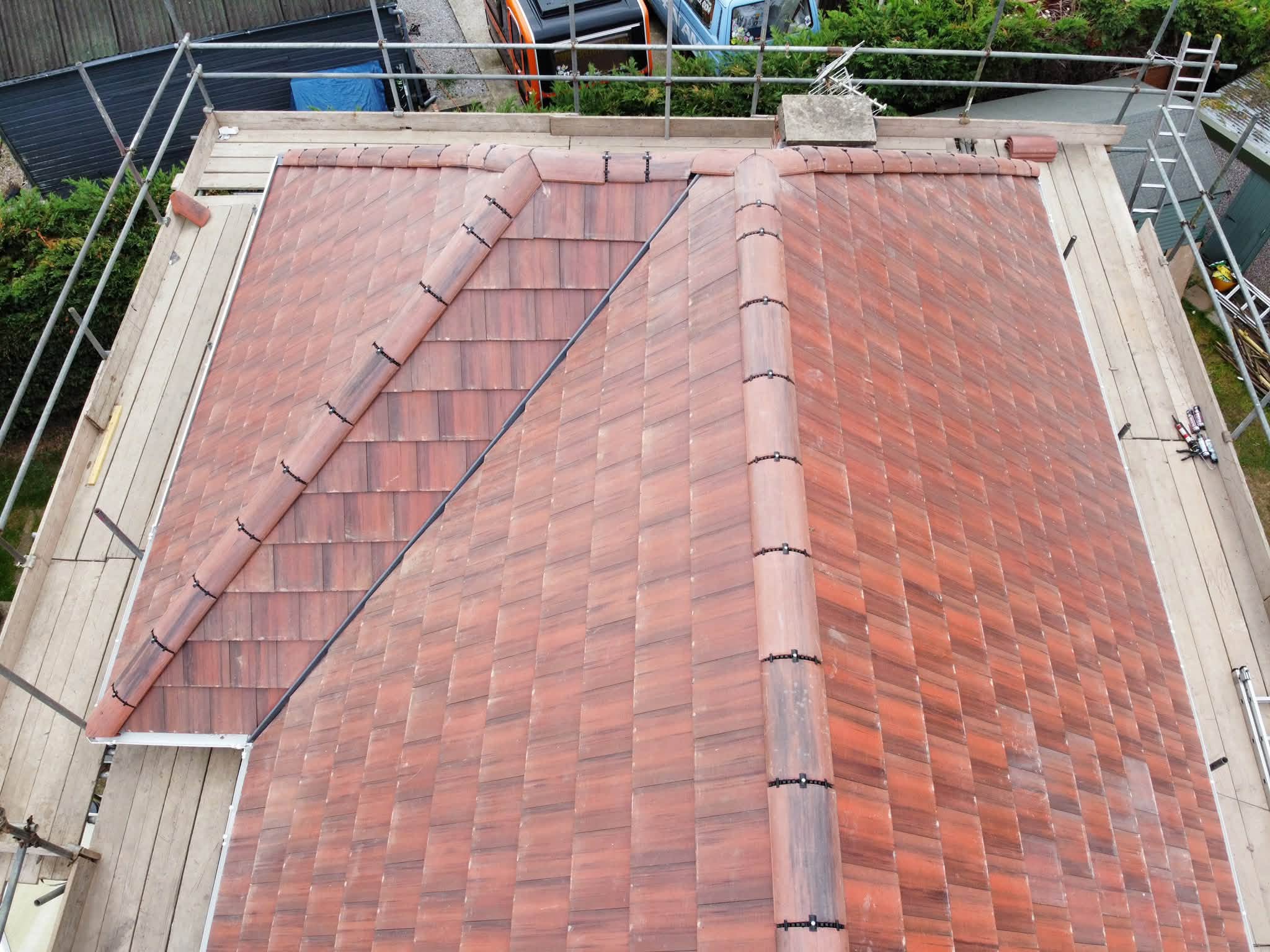 Completed tiled roof installed by Royal Roofing Solutions